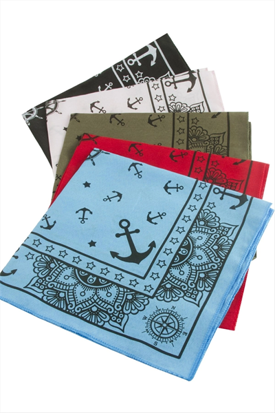 Çapa Desenli Keten Bandana 50*50