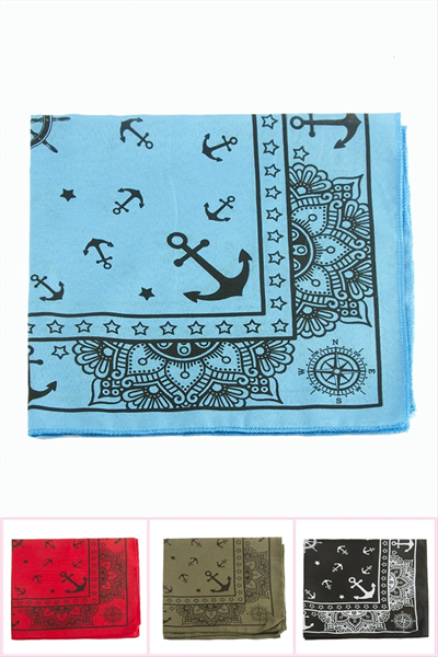 Çapa Desenli Keten Bandana 50*50