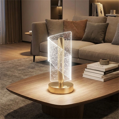 Çapraz Kavisli Kristal Simli Led Masa Lambası – Gold Gövdeli, Dokunmatik, 3 Kademe Işık Ayarlı Şarjlı Dekoratif Lamba Bx40