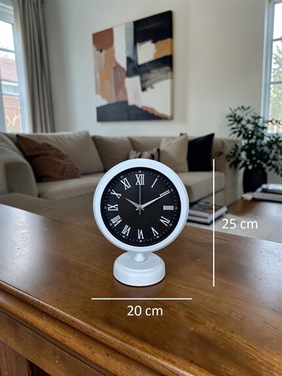 Carbon Roman Beyaz 25 x 20 Cm Metal Masa Saati
