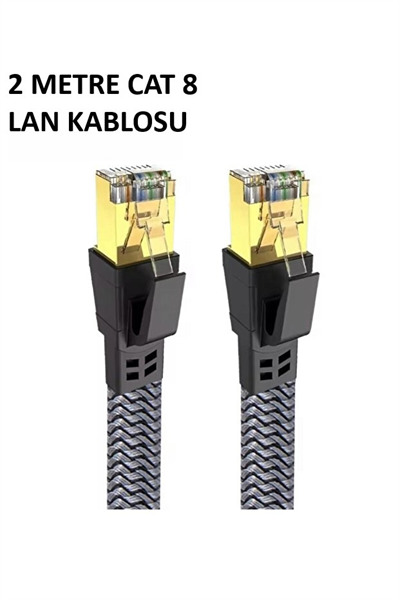 Cat 8 LAN Kablosu –Ethernet Kablosu Örgü Kaplama, Yüksek Hızlı (2 METRE)
