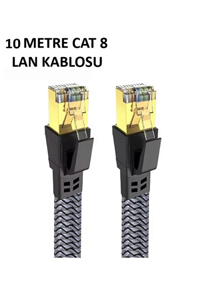 Cat 8 LAN Kablosu –Ethernet Kablosu Örgü Kaplama, Yüksek Hızlı (10 METRE)