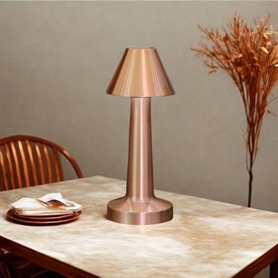 Çatı Model Bronz Renk Şarjlı Dokunmatik 3 Renkli LED Masa Lambası (3936)