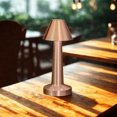 Çatı Model Bronz Renk Şarjlı Dokunmatik 3 Renkli LED Masa Lambası (3936)