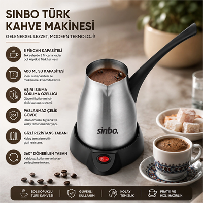 Çelik Elektrikli Cezve Türk Kahve Makinesi - 5fincan=400ml 360° Kablosuz Kullanım Katlanır Kulp 700w Scm-2967 Bx40