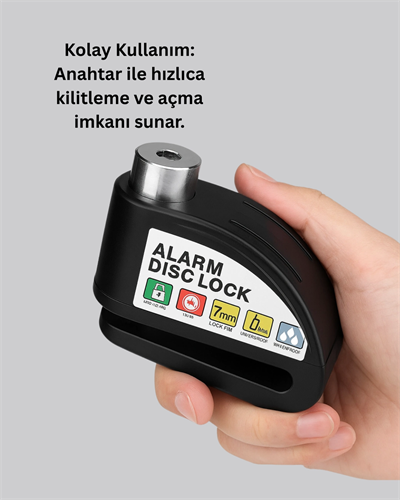 Çelik Gövdeli Alarm Disk Kilidi Motosiklet ve Bisiklet İçin Güvenlik Yeni Nesil
