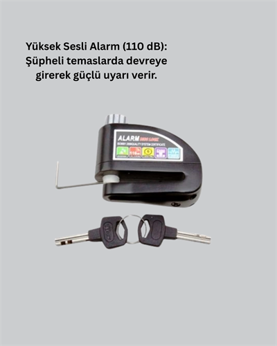 Çelik Gövdeli Alarm Disk Kilidi Motosiklet ve Bisiklet İçin Güvenlik