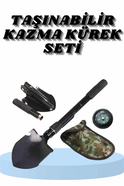 Çelik Katlanır Fonksiyonel Kamp Kazma Kürek Ve Kesme Aleti Seti Küçük Kazma Kürek Seti