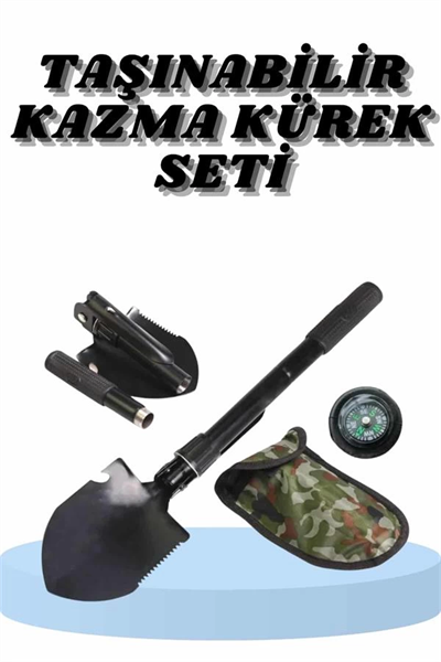 Çelik Katlanır Fonksiyonel Kamp Kazma Kürek Ve Kesme Aleti Seti Küçük Kazma Kürek Seti