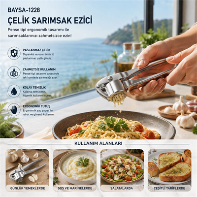 Çelik Sarımsak Ezici Bx40