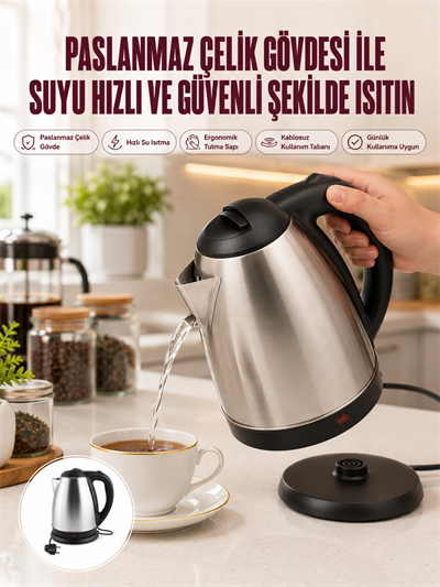 Çelik Su Isıtıcı Kettle Dayanıklı Paslanmaz Çelik Uzun Ömürlü