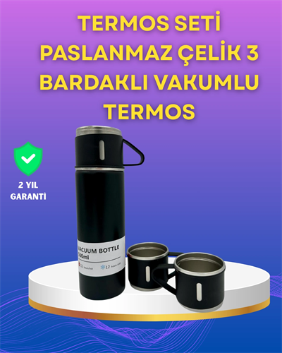 Çelik Termos Bardak Seti | 500 ml Kapasite, Kaymaz Taban, Hediye Kutulu