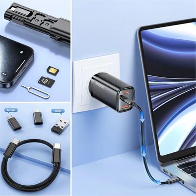 Cep Tipi 60W Bas Aç Type-C,İphone Şarj,Micro USB Hızlı Şarj Data Kablo Seti (3936)