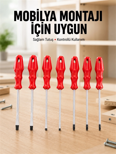 Çeşitli Vidalama İşleri İçin 7li Tornavida Takımı