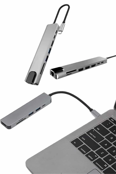 Çevirici Dönüştürücü Adaptör Macbook 3 In 1 Type-C To Hdmı USB 3.0