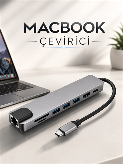 Çevirici Dönüştürücü Adaptör Macbook 3 In 1 Type-C To Hdmı USB 3.0