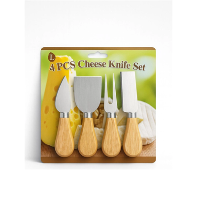 Cheese Knife Set 4pcs Peynir Bıçak Seti Ahşap Bambu Saplı Bx40
