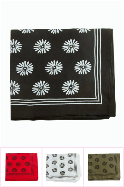 Çiçek Desenli Keten Bandana 50*50