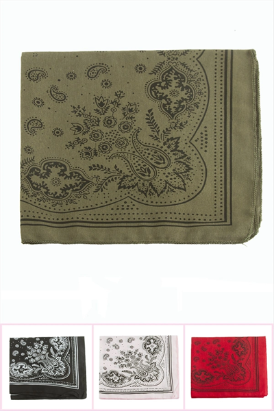 Çiçek Desenli Keten Bandana 50*50