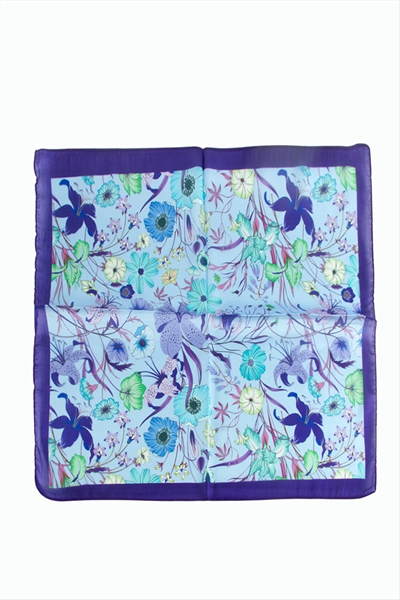 Çiçek Desenli Mor Renkli Zr Şifon Fular 50*50 cm