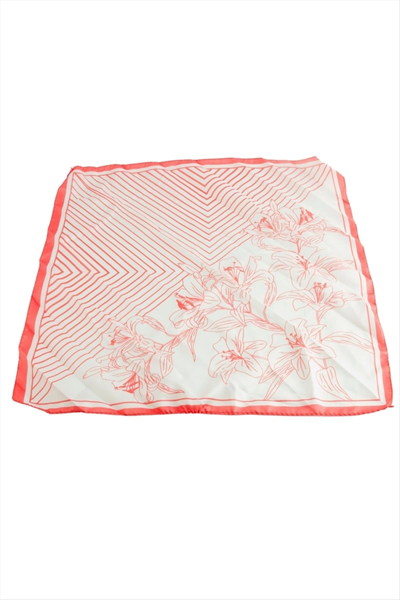 Çiçek Desenli Zr Saten Fular 50*50 cm