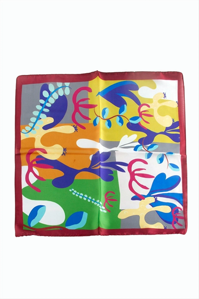 Çiçek Desenli Zr Şifon Fular 50*50 cm