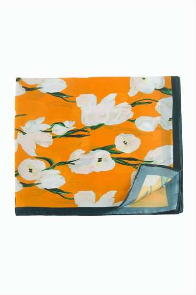Çiçek Desenli Zr Şifon Fular 50*50 cm