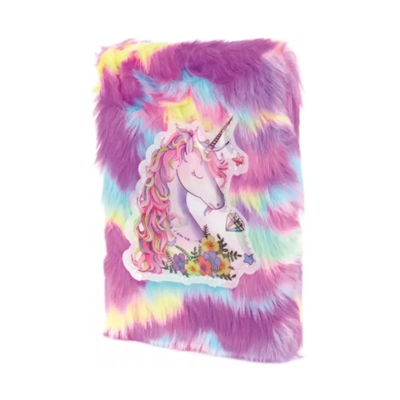 Çiçekli Unicorn Tasarımlı Peluş Hatıra Defteri