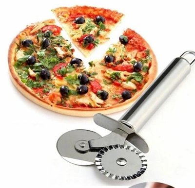 Çift Başlı Metal Pizza Kesici Ve Hamur Ruleti