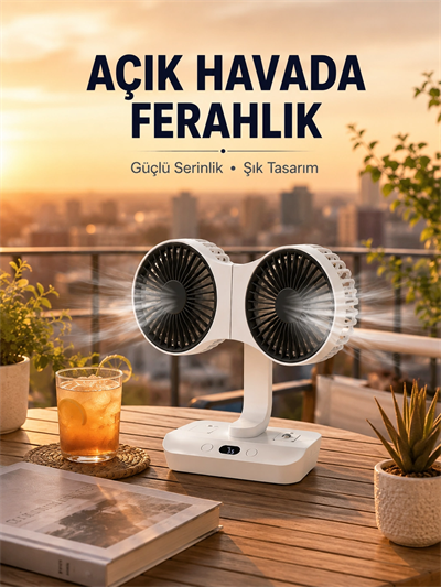 Çift Başlıklı Masa ve Duvara Monte Edilebilir Vantilatör