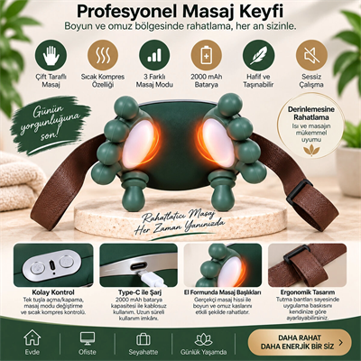 Çift El Şeklinde Boyun Ve Omuz Masaj Aleti 5v - 2000mah 165x155x135mm Dp-770 Bx40
