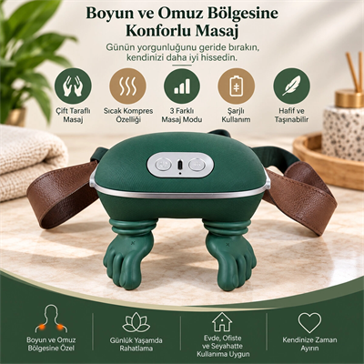 Çift El Şeklinde Boyun Ve Omuz Masaj Aleti 5v - 2000mah 165x155x135mm Dp-770 Bx40