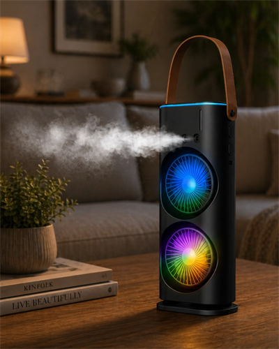 Çift Fanlı Nemlendiricili Masaüstü Soğutucu USB Girişli Sessiz Serinletici