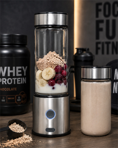 Çift Hazneli Cam Blender USB Şarjlı Smoothie ve Buz Kırıcı Blender