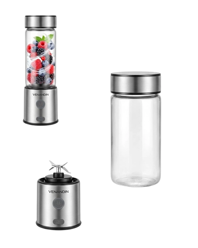 Çift Hazneli Cam Blender USB Şarjlı Smoothie ve Buz Kırıcı Blender