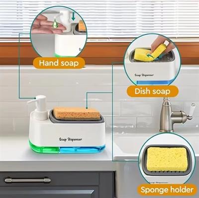 Çift Hazneli Sıvı Sabunluk, Süngerlik ve Otomatik Deterjanlık (3936)