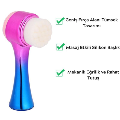 Çift İşlevli Renkli Cilt Yüz Temizleme Fırçası Peeling Masaj Etkili Gözenek Temizleyici Alet Bx40