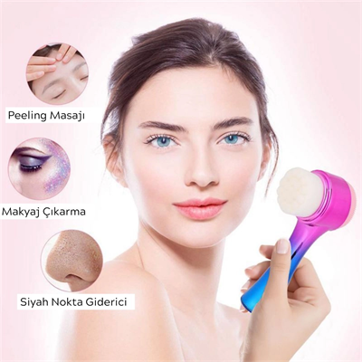 Çift İşlevli Renkli Cilt Yüz Temizleme Fırçası Peeling Masaj Etkili Gözenek Temizleyici Alet Bx40