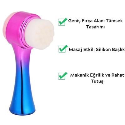 Çift İşlevli Renkli Cilt Yüz Temizleme Fırçası Peeling Masaj Etkili Gözenek Temizleyici Alet (3936)