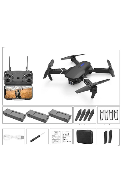 Çift Kameralı Katlanabilir Wi-Fi Drone, 720P HD Görüntü ve LED Işıklı Uzaktan Kumandalı Model