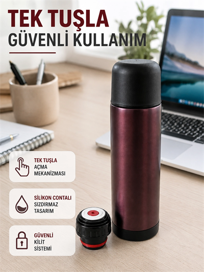 Çift Katmanlı Vakumlu Termos Ofis Araç Kamp İçin Paslanmaz Çelik Termos