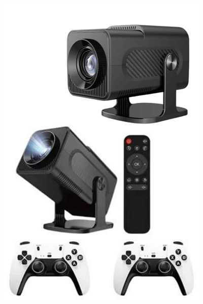 Çift Kollu Game Box Projeksiyon Cihazı Kumandalı Android Tv Dahili Hoparlör