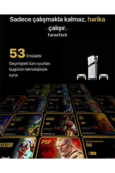 Çift Kollu Kablosuz Oyun Konsolu, 53 Emülatör Desteği ile Tak Çalıştır Özellikli