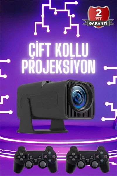 Çift Kollu Projeksiyon Taşınabilir Game Projektör Full Hd 1080P 4k Projeksiyon Gamepad