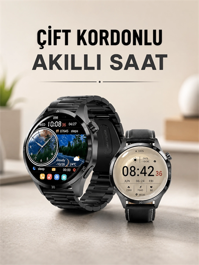 Çift Kordonlu Yüksek Çözünürlüklü Akıllı Saat Uyku İzleyici & Spor Modları