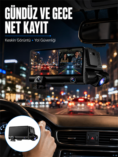 Çift Lens Araç Güvenlik Kamerası G Sensörlü Full HD Yeni Nesil