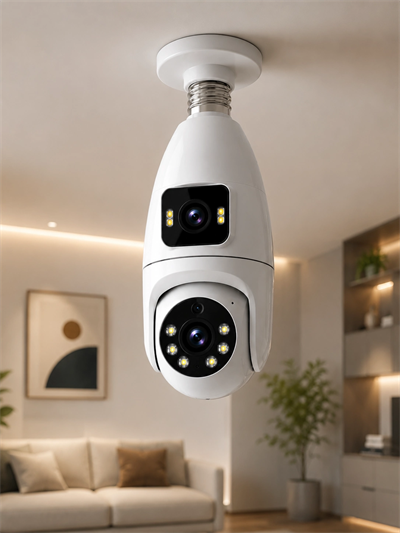 Çift Lens Wi-Fi Ampul Kamera ve Mobil Kontrol Yüksek Çözünürlüklü