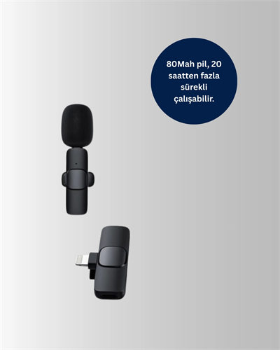 Çift Mikrofonlu Kablosuz Kayıt Seti iPhone Uyumlu Mini Mikrofon