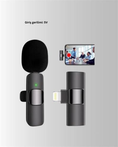 Çift Mikrofonlu Kablosuz Kayıt Seti iPhone Uyumlu Mini Mikrofon