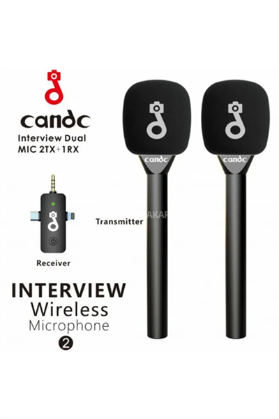 Çift Mikrofonlu Profosyonel Kablosuz Yüksek Kaliteli Ses Kaydı Röportaj Mikrofonu